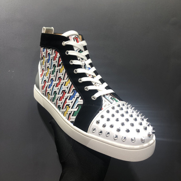 Christian Louboutin Mens Shoes Luxury Brand Red Bottom Design Louis Junior Spikes Flat with Original Box CL sneakers