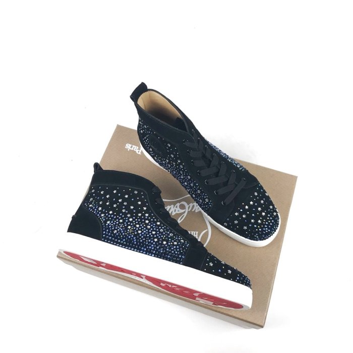 Christian Louboutin Mens Shoes Luxury Brand Red Bottom Design Louis Junior Spikes Flat with Original Box CL sneakers