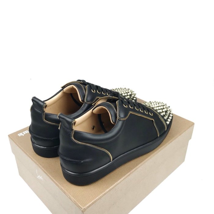 Christian Louboutin Mens Shoes Luxury Brand Red Bottom Design Louis Junior Spikes Flat with Original Box CL sneakers