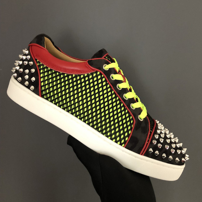 Christian Louboutin Mens Shoes Luxury Brand Red Bottom Design Louis Junior Spikes Flat with Original Box CL sneakers