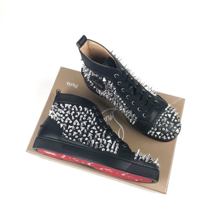 Christian Louboutin Mens Shoes Luxury Brand Red Bottom Design Louis Junior Spikes Flat with Original Box CL sneakers