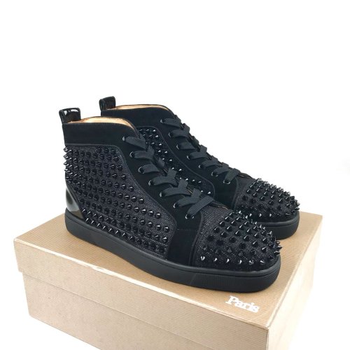 Christian Louboutin Mens Shoes Luxury Brand Red Bottom Design Louis Junior Spikes Flat with Original Box CL sneakers