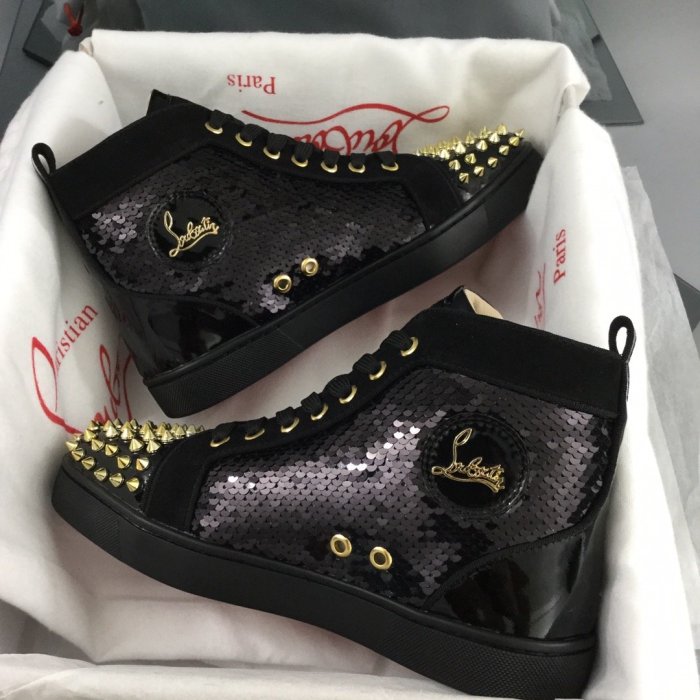 Christian Louboutin Mens Shoes Luxury Brand Red Bottom Design Louis Junior Spikes Flat with Original Box CL sneakers