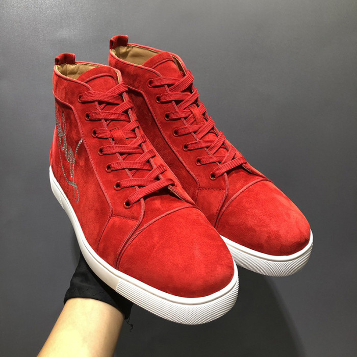 Christian Louboutin Mens Shoes Luxury Brand Red Bottom Design Louis Junior Spikes Flat with Original Box CL sneakers