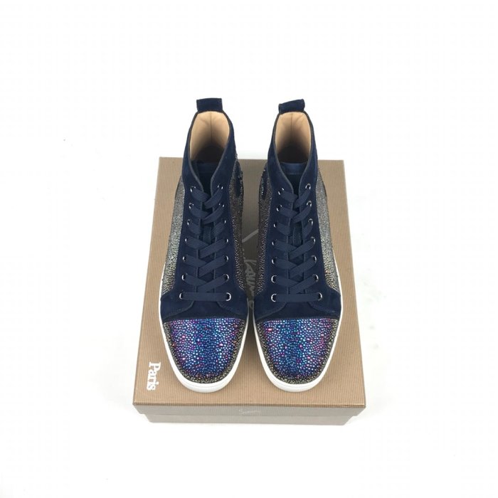 Christian Louboutin Mens Shoes Luxury Brand Red Bottom Design Louis Junior Spikes Flat with Original Box CL sneakers