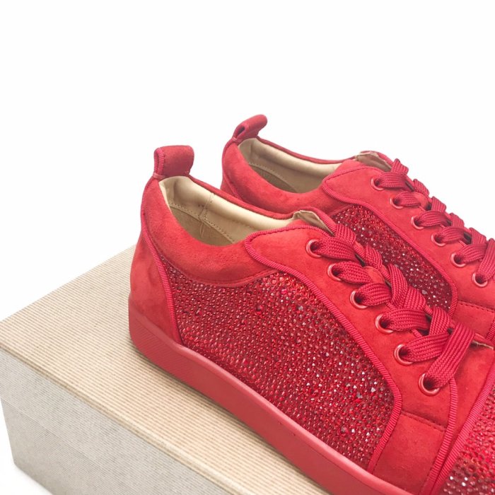 Christian Louboutin Mens Shoes Luxury Brand Red Bottom Design Louis Junior Spikes Flat with Original Box CL sneakers