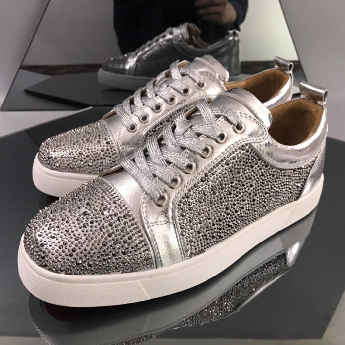Christian Louboutin Mens Shoes Luxury Brand Red Bottom Design Louis Junior Spikes Flat with Original Box CL sneakers