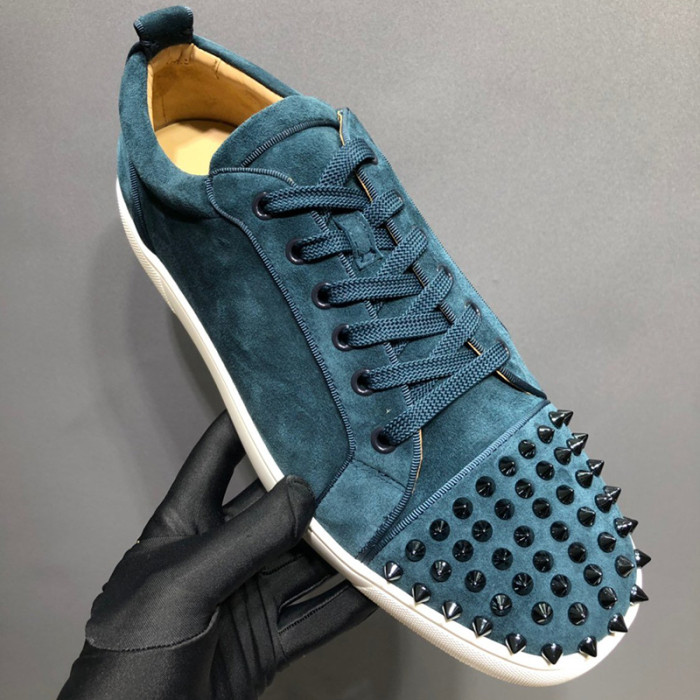 Christian Louboutin Mens Shoes Luxury Brand Red Bottom Design Louis Junior Spikes Flat with Original Box CL sneakers