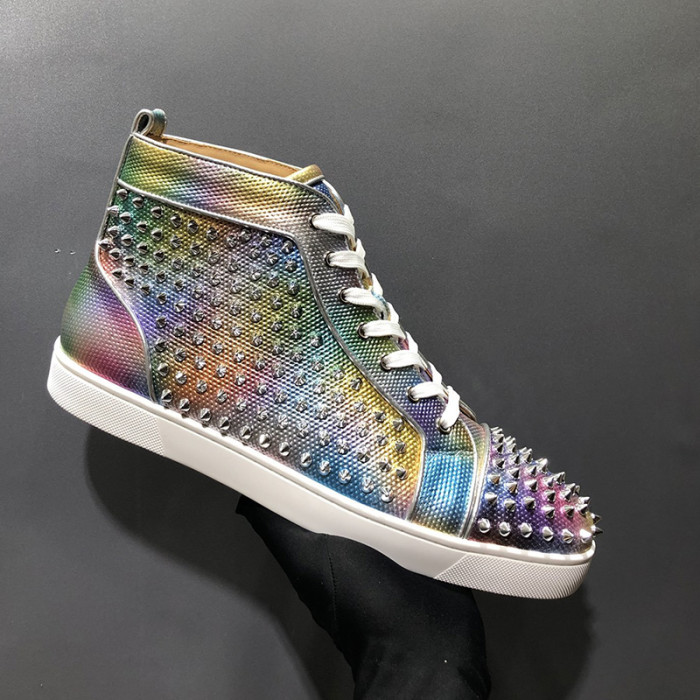 Christian Louboutin Mens Shoes Luxury Brand Red Bottom Design Louis Junior Spikes Flat with Original Box CL sneakers