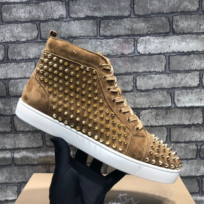 Christian Louboutin Mens Shoes Luxury Brand Red Bottom Design Louis Junior Spikes Flat with Original Box CL sneakers