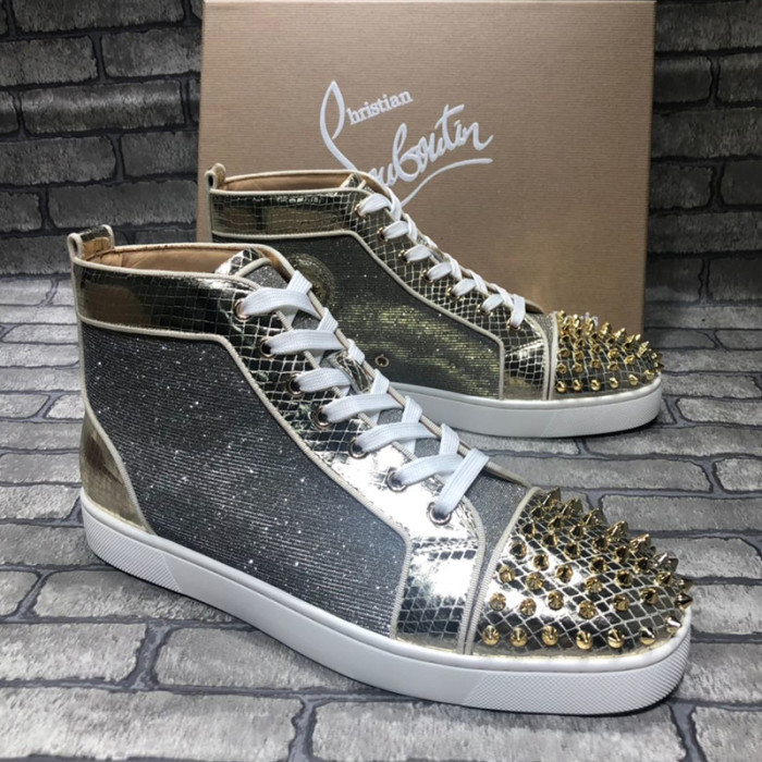 Christian Louboutin Mens Shoes Luxury Brand Red Bottom Design Louis Junior Spikes Flat with Original Box CL sneakers
