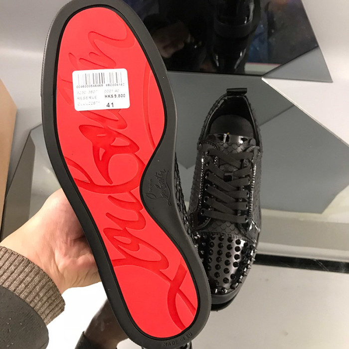 Christian Louboutin Mens Shoes Luxury Brand Red Bottom Design Louis Junior Spikes Flat with Original Box CL sneakers