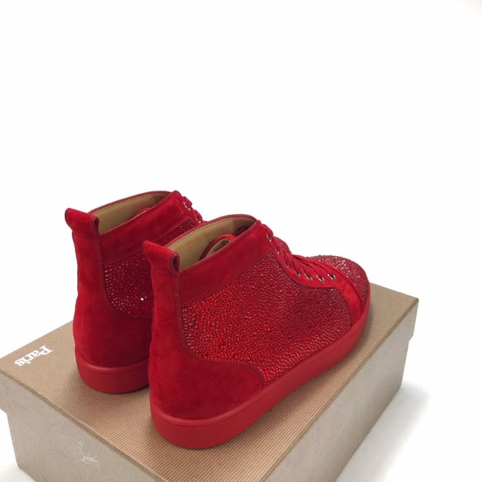 Christian Louboutin Mens Shoes Luxury Brand Red Bottom Design Louis Junior Spikes Flat with Original Box CL sneakers