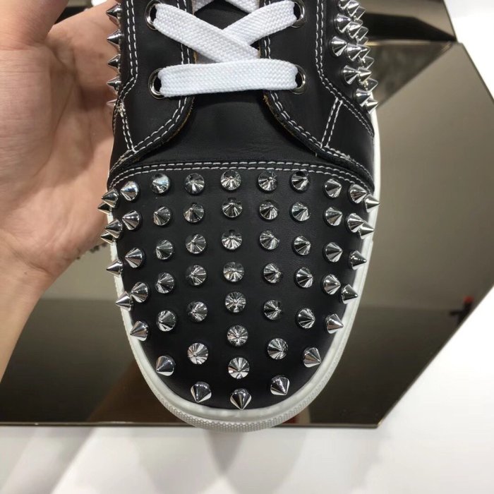Christian Louboutin Mens Shoes Luxury Brand Red Bottom Design Louis Junior Spikes Flat with Original Box CL sneakers