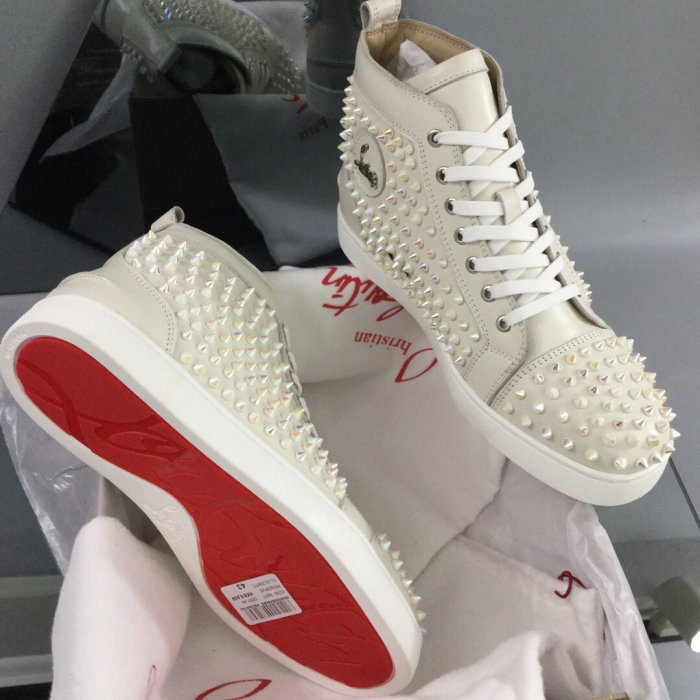 Christian Louboutin Mens Shoes Luxury Brand Red Bottom Design Louis Junior Spikes Flat with Original Box CL sneakers