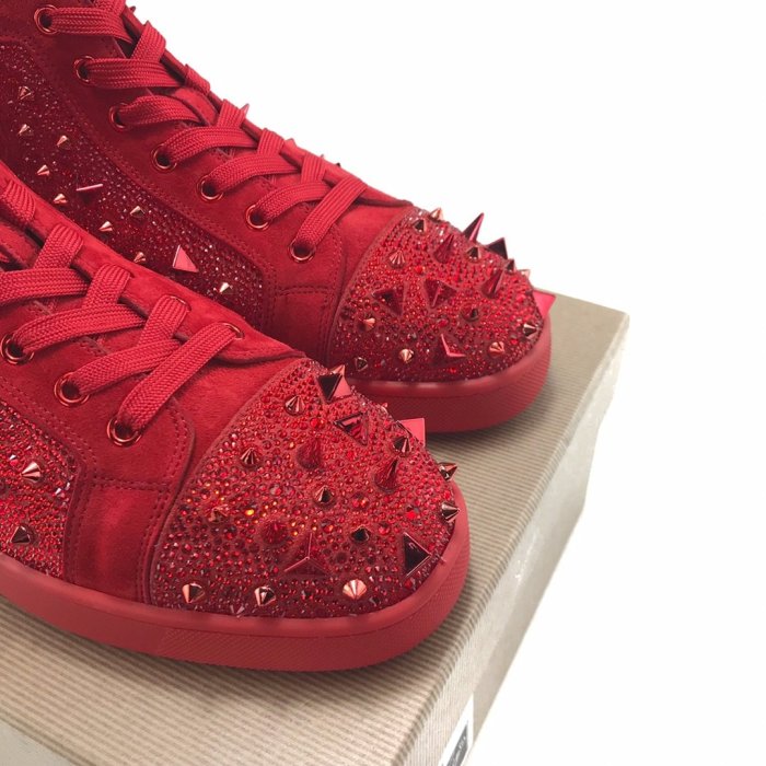 Christian Louboutin Mens Shoes Luxury Brand Red Bottom Design Louis Junior Spikes Flat with Original Box CL sneakers