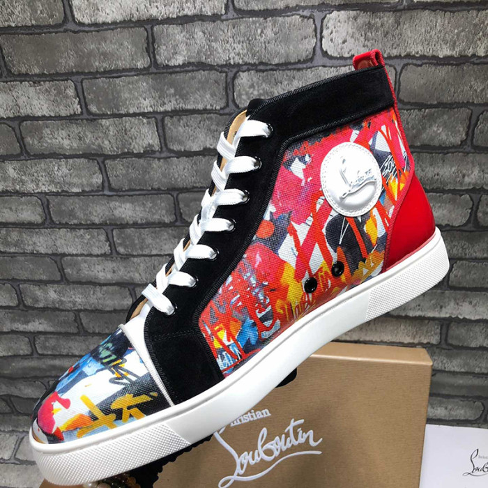 Christian Louboutin Mens Shoes Luxury Brand Red Bottom Design Louis Junior Spikes Flat with Original Box CL sneakers