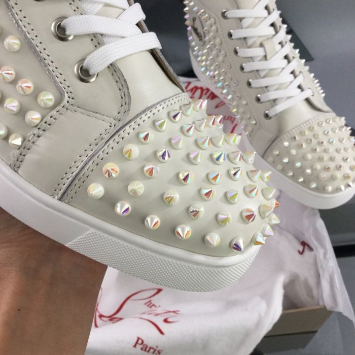 Christian Louboutin Mens Shoes Luxury Brand Red Bottom Design Louis Junior Spikes Flat with Original Box CL sneakers