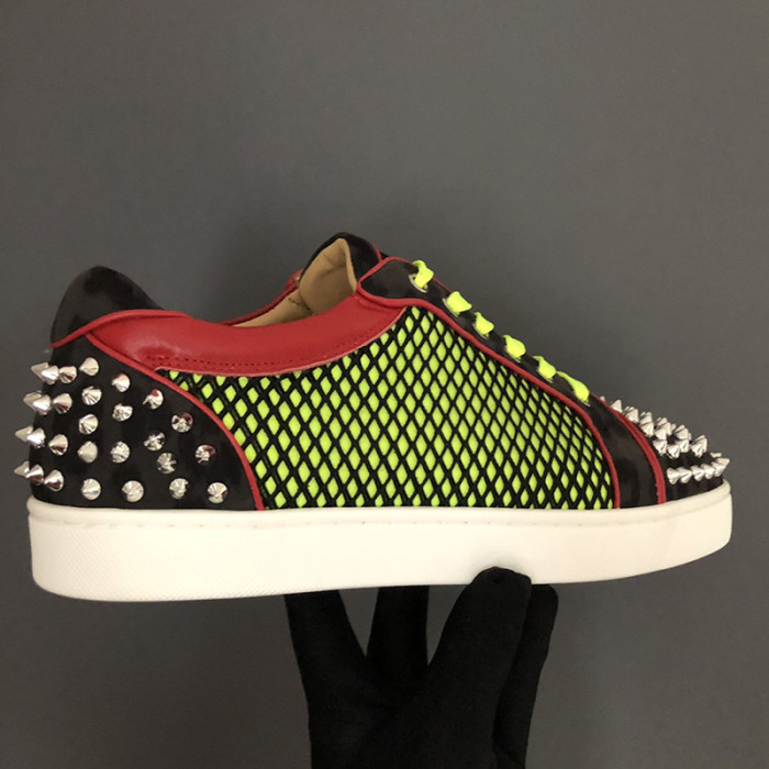 Christian Louboutin Mens Shoes Luxury Brand Red Bottom Design Louis Junior Spikes Flat with Original Box CL sneakers