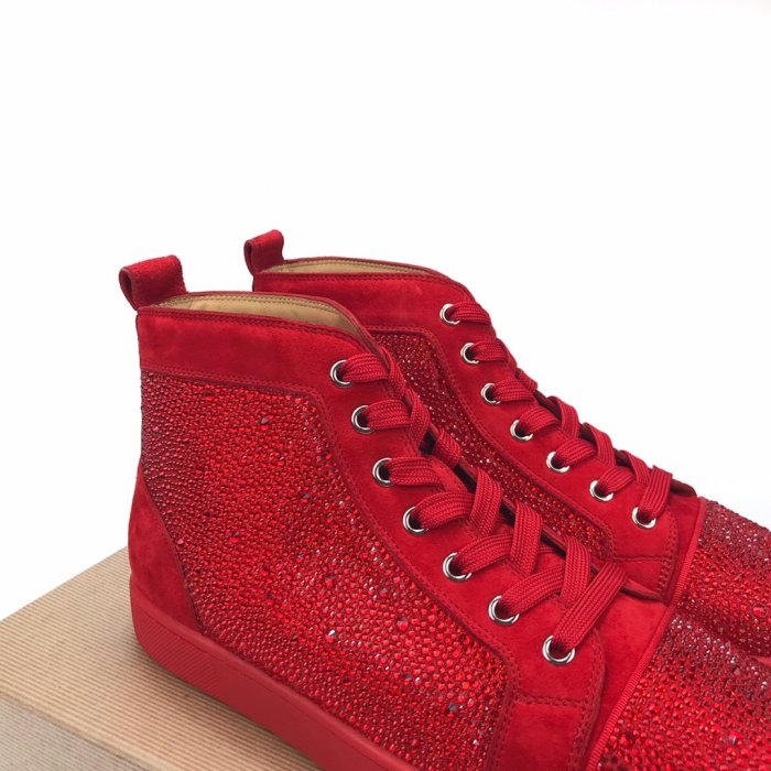 Christian Louboutin Mens Shoes Luxury Brand Red Bottom Design Louis Junior Spikes Flat with Original Box CL sneakers