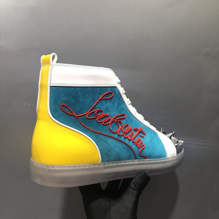 Christian Louboutin Mens Shoes Luxury Brand Red Bottom Design Louis Junior Spikes Flat with Original Box CL sneakers