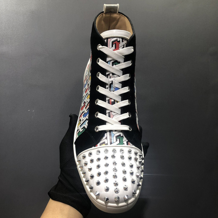 Christian Louboutin Mens Shoes Luxury Brand Red Bottom Design Louis Junior Spikes Flat with Original Box CL sneakers