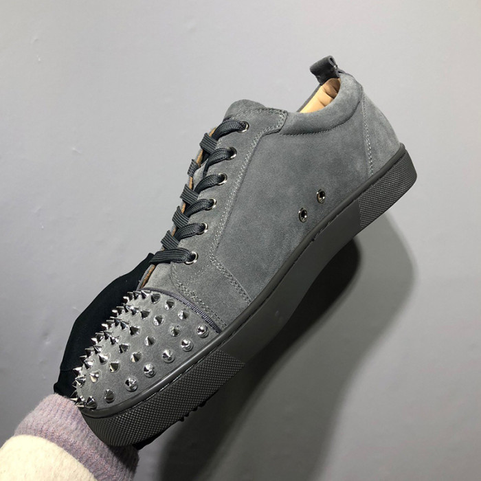 Christian Louboutin Mens Shoes Luxury Brand Red Bottom Design Louis Junior Spikes Flat with Original Box CL sneakers