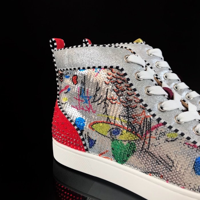 Christian Louboutin Mens Shoes Luxury Brand Red Bottom Design Louis Junior Spikes Flat with Original Box CL sneakers