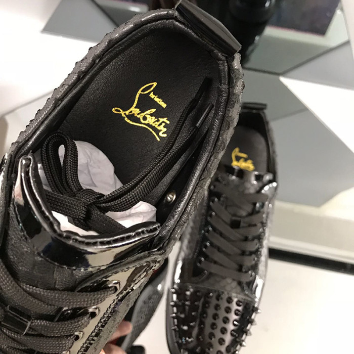 Christian Louboutin Mens Shoes Luxury Brand Red Bottom Design Louis Junior Spikes Flat with Original Box CL sneakers