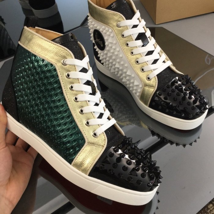 Christian Louboutin Mens Shoes Luxury Brand Red Bottom Design Louis Junior Spikes Flat with Original Box CL sneakers