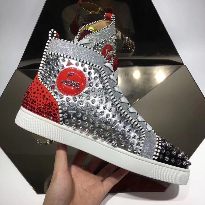 Christian Louboutin Mens Shoes Luxury Brand Red Bottom Design Louis Junior Spikes Flat with Original Box CL sneakers