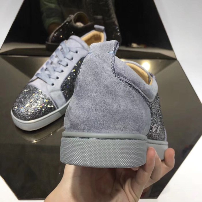 Christian Louboutin Mens Shoes Luxury Brand Red Bottom Design Louis Junior Spikes Flat with Original Box CL sneakers