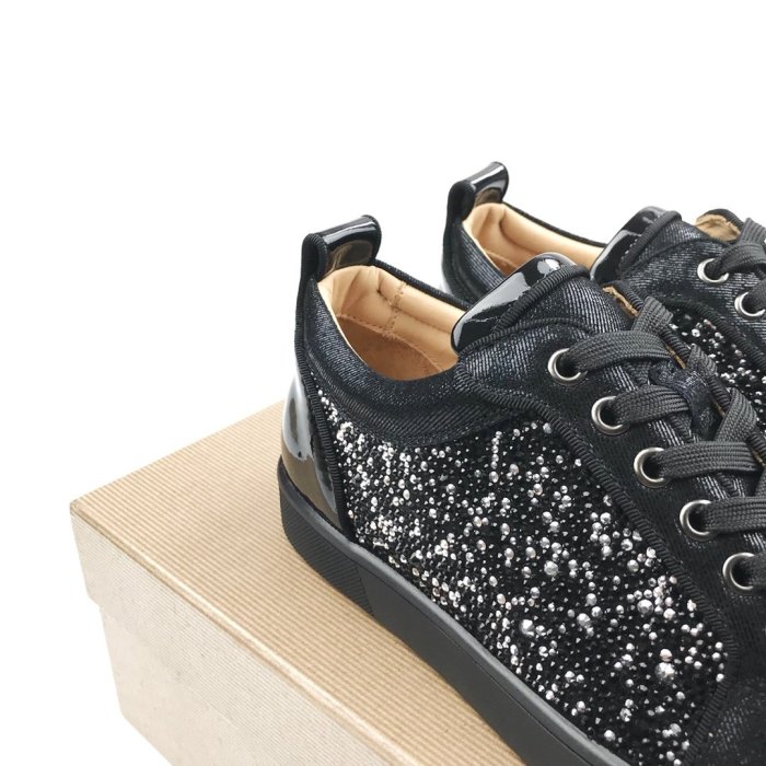 Christian Louboutin Mens Shoes Luxury Brand Red Bottom Design Louis Junior Spikes Flat with Original Box CL sneakers
