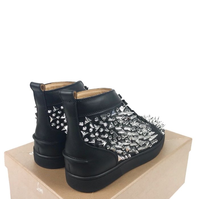 Christian Louboutin Mens Shoes Luxury Brand Red Bottom Design Louis Junior Spikes Flat with Original Box CL sneakers