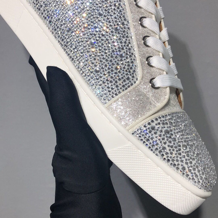 Christian Louboutin Mens Shoes Luxury Brand Red Bottom Design Louis Junior Spikes Flat with Original Box CL sneakers