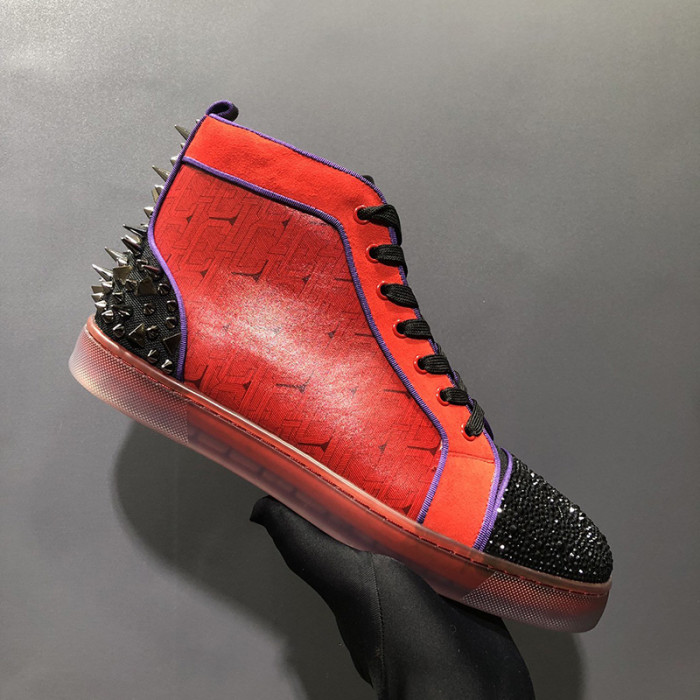 Christian Louboutin Mens Shoes Luxury Brand Red Bottom Design Louis Junior Spikes Flat with Original Box CL sneakers