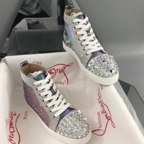 Christian Louboutin Mens Shoes Luxury Brand Red Bottom Design Louis Junior Spikes Flat with Original Box CL sneakers