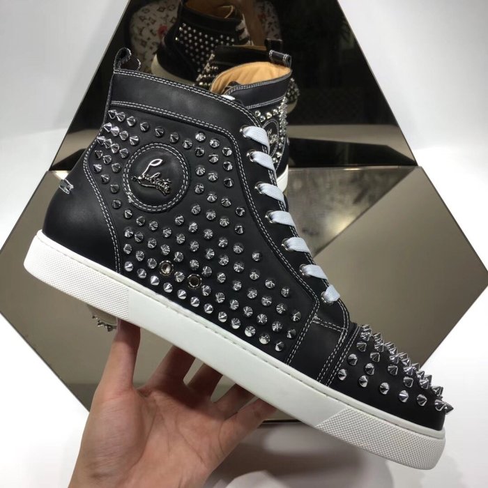 Christian Louboutin Mens Shoes Luxury Brand Red Bottom Design Louis Junior Spikes Flat with Original Box CL sneakers