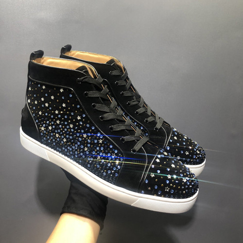 Christian Louboutin Mens Shoes Luxury Brand Red Bottom Design Louis Junior Spikes Flat with Original Box CL sneakers
