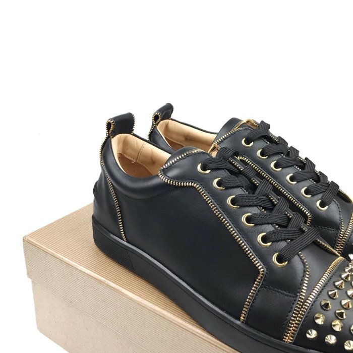 Christian Louboutin Mens Shoes Luxury Brand Red Bottom Design Louis Junior Spikes Flat with Original Box CL sneakers