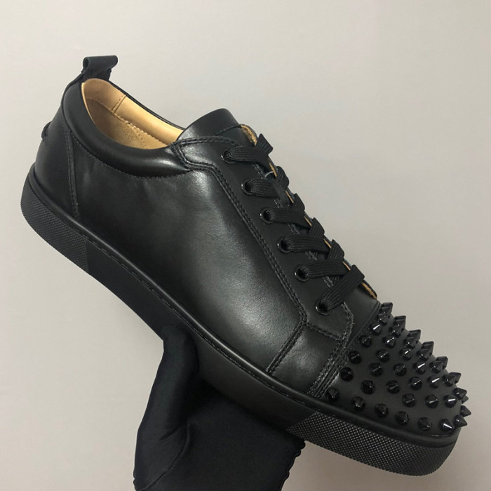 Christian Louboutin Mens Shoes Luxury Brand Red Bottom Design Louis Junior Spikes Flat with Original Box CL sneakers