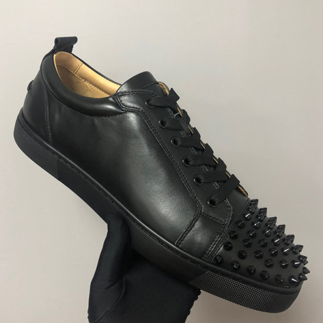 Christian Louboutin Mens Shoes Luxury Brand Red Bottom Design Louis Junior Spikes Flat with Original Box CL sneakers