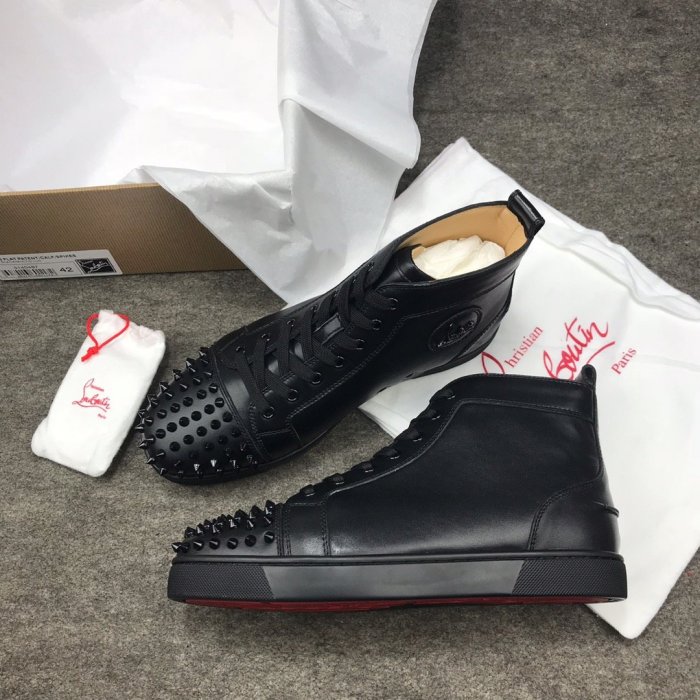 Christian Louboutin Mens Shoes Luxury Brand Red Bottom Design Louis Junior Spikes Flat with Original Box CL sneakers