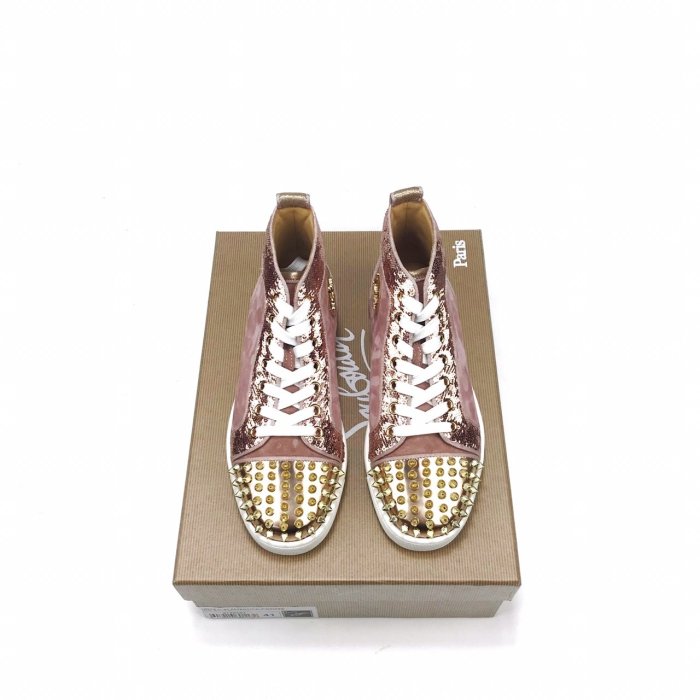 Christian Louboutin Mens Shoes Luxury Brand Red Bottom Design Louis Junior Spikes Flat with Original Box CL sneakers