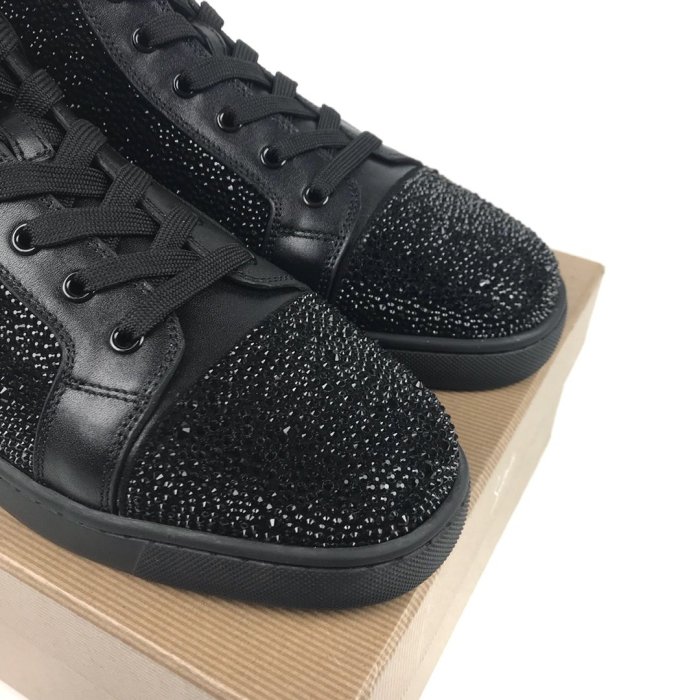 Christian Louboutin Mens Shoes Luxury Brand Red Bottom Design Louis Junior Spikes Flat with Original Box CL sneakers