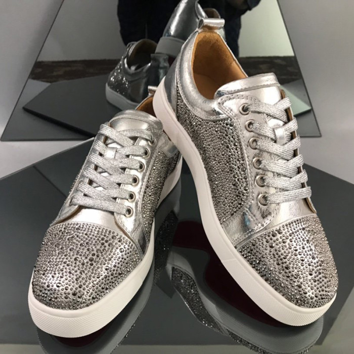Christian Louboutin Mens Shoes Luxury Brand Red Bottom Design Louis Junior Spikes Flat with Original Box CL sneakers