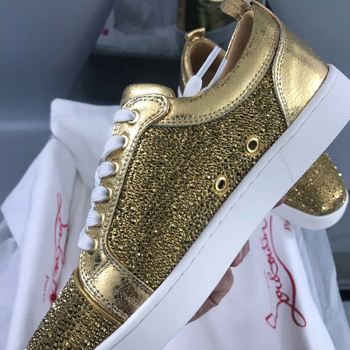 Christian Louboutin Mens Shoes Luxury Brand Red Bottom Design Louis Junior Spikes Flat with Original Box CL sneakers