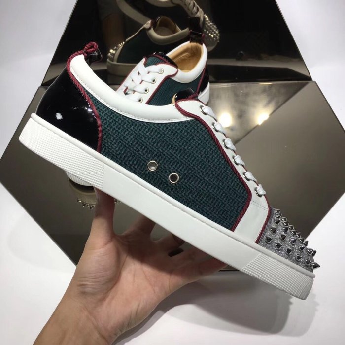 Christian Louboutin Mens Shoes Luxury Brand Red Bottom Design Louis Junior Spikes Flat with Original Box CL sneakers
