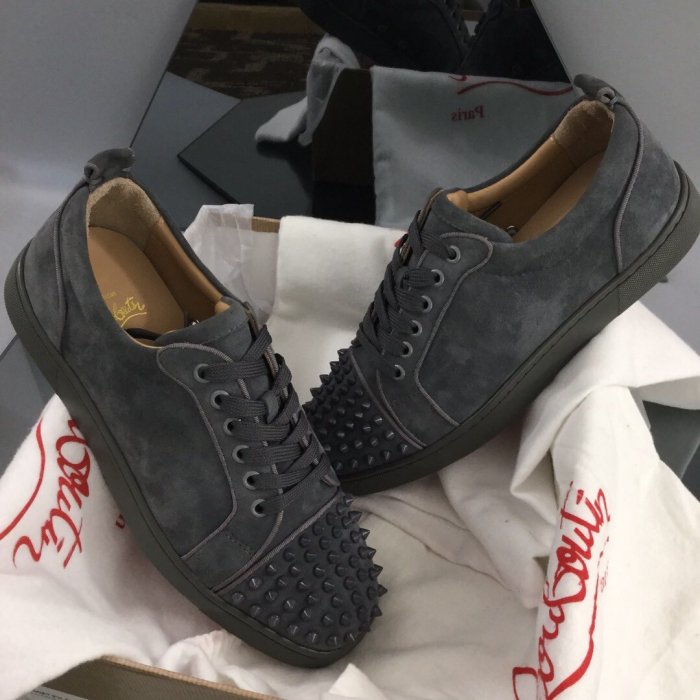 Christian Louboutin Mens Shoes Luxury Brand Red Bottom Design Louis Junior Spikes Flat with Original Box CL sneakers