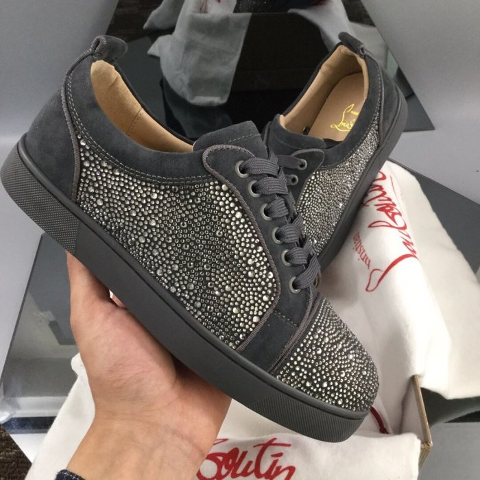 Christian Louboutin Mens Shoes Luxury Brand Red Bottom Design Louis Junior Spikes Flat with Original Box CL sneakers
